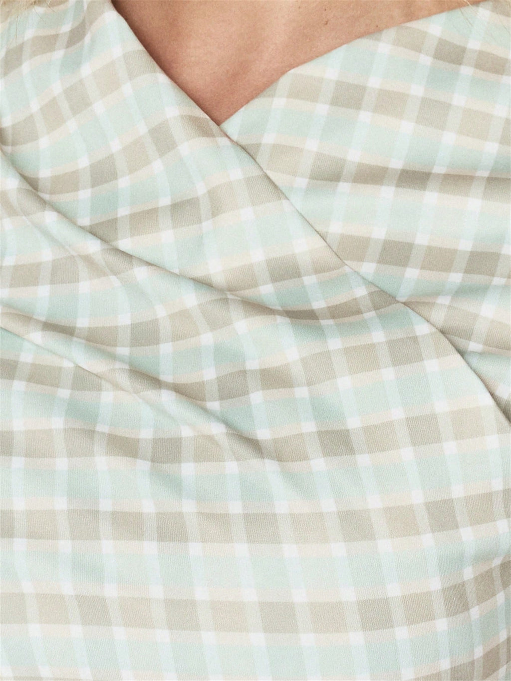 Green Check Ruched Top