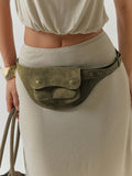 Green Suede Pocket Detail Belt