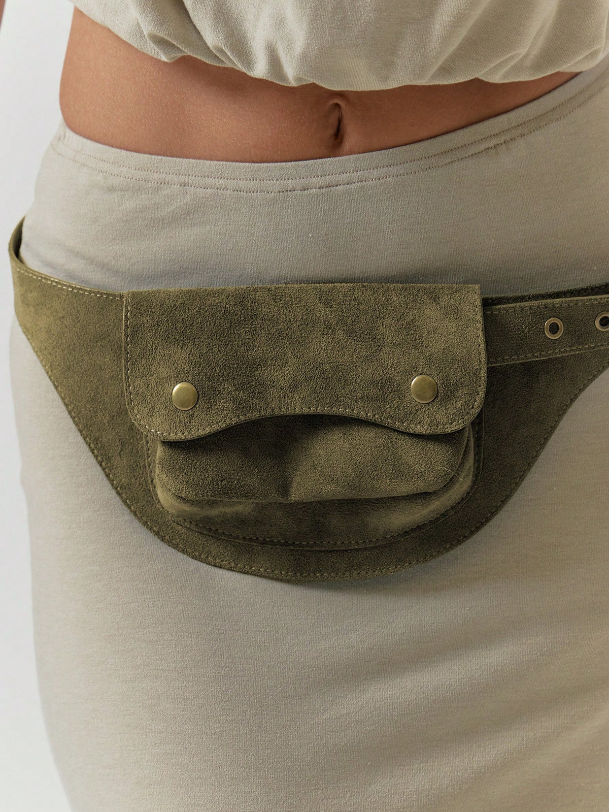 Green Suede Pocket Detail Belt
