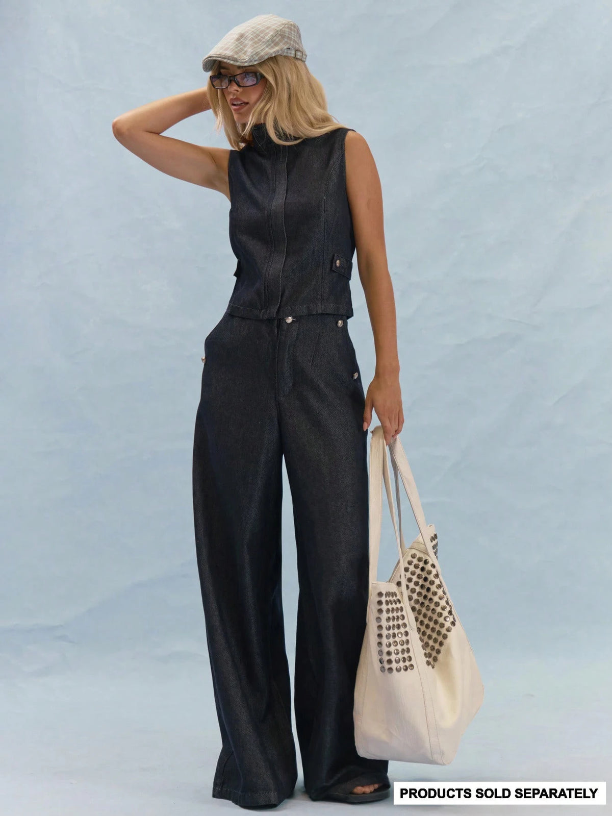 Dark Wash Ultra Low Rise Wide Leg Jeans