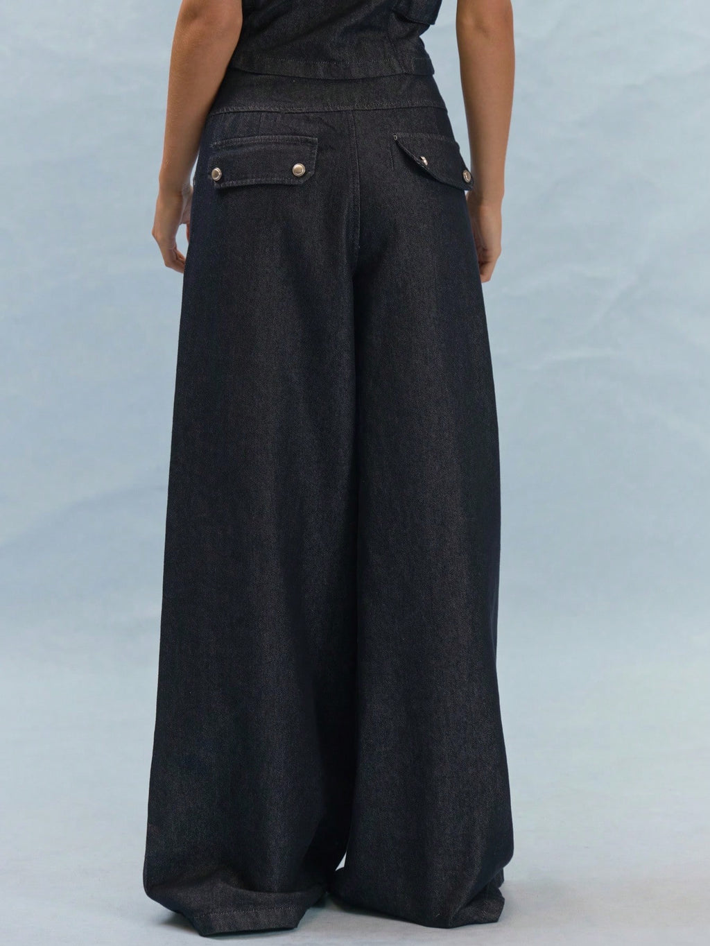 Dark Wash Ultra Low Rise Wide Leg Jeans
