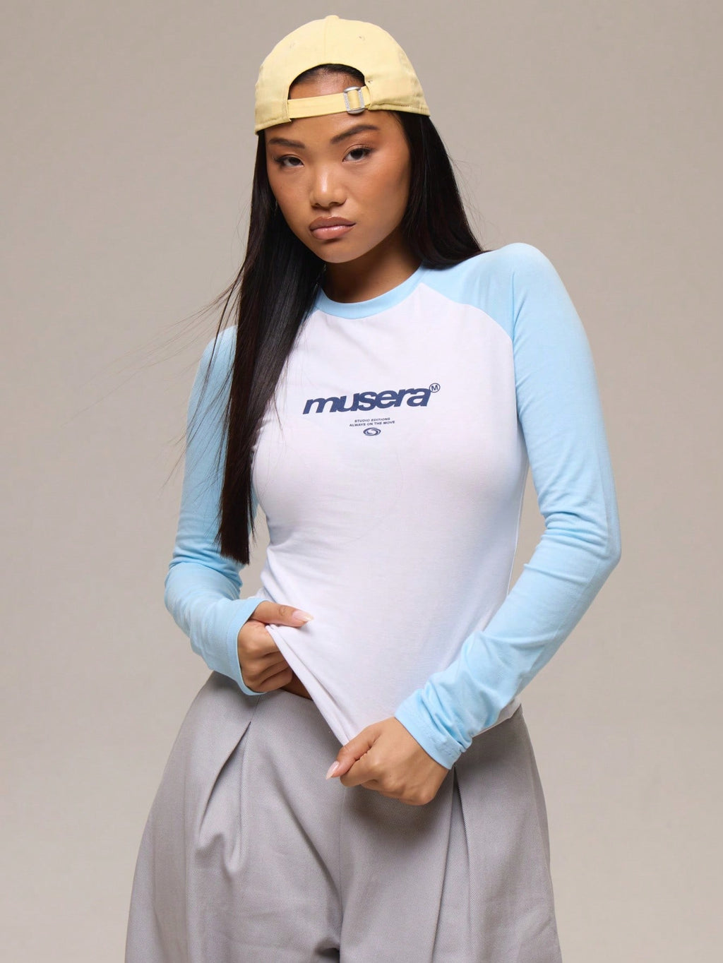 Contrast Logo Long Sleeve Top