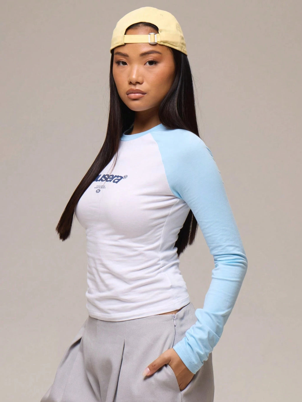 Contrast Logo Long Sleeve Top