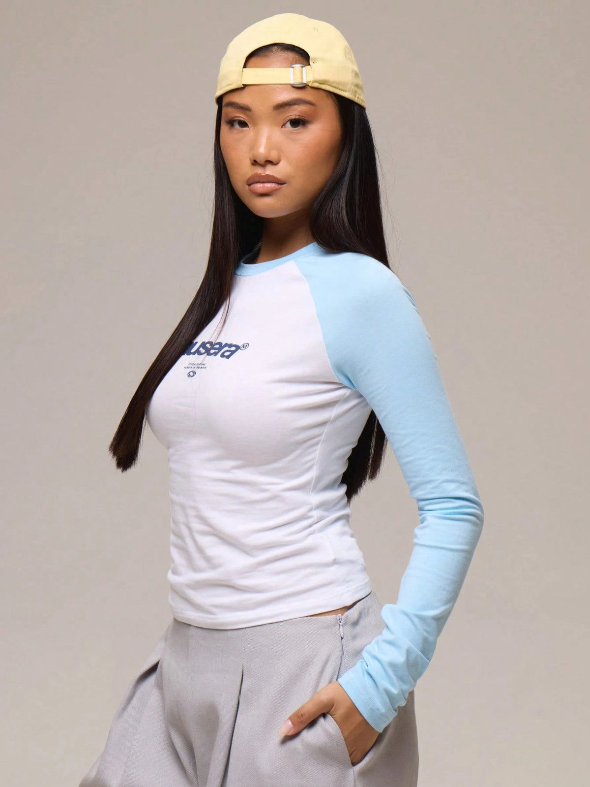 Contrast Logo Long Sleeve Top