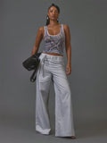 Grey Lace Through Detail Trousers