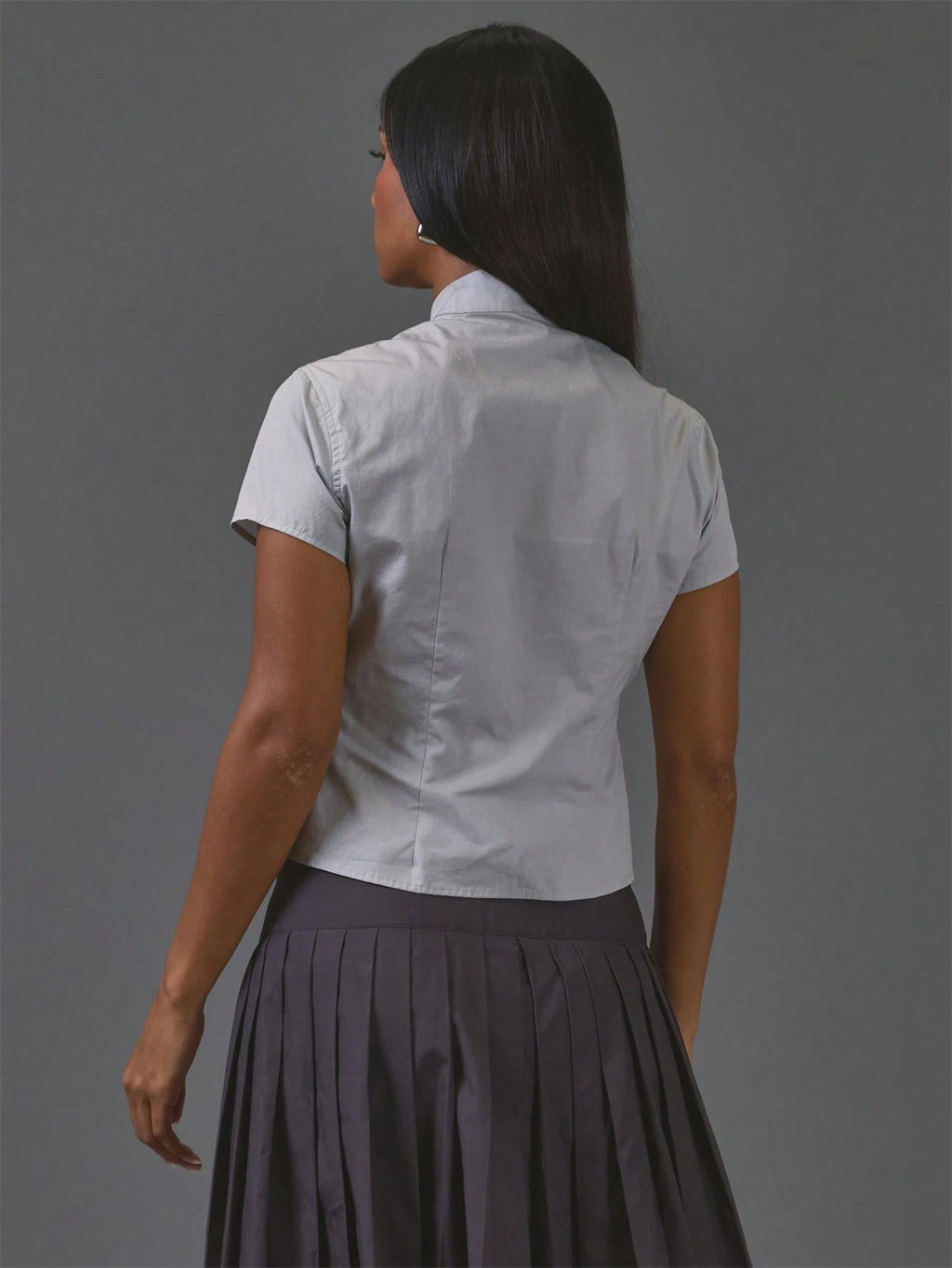 Grey Button Detail Collar Top – Workwear