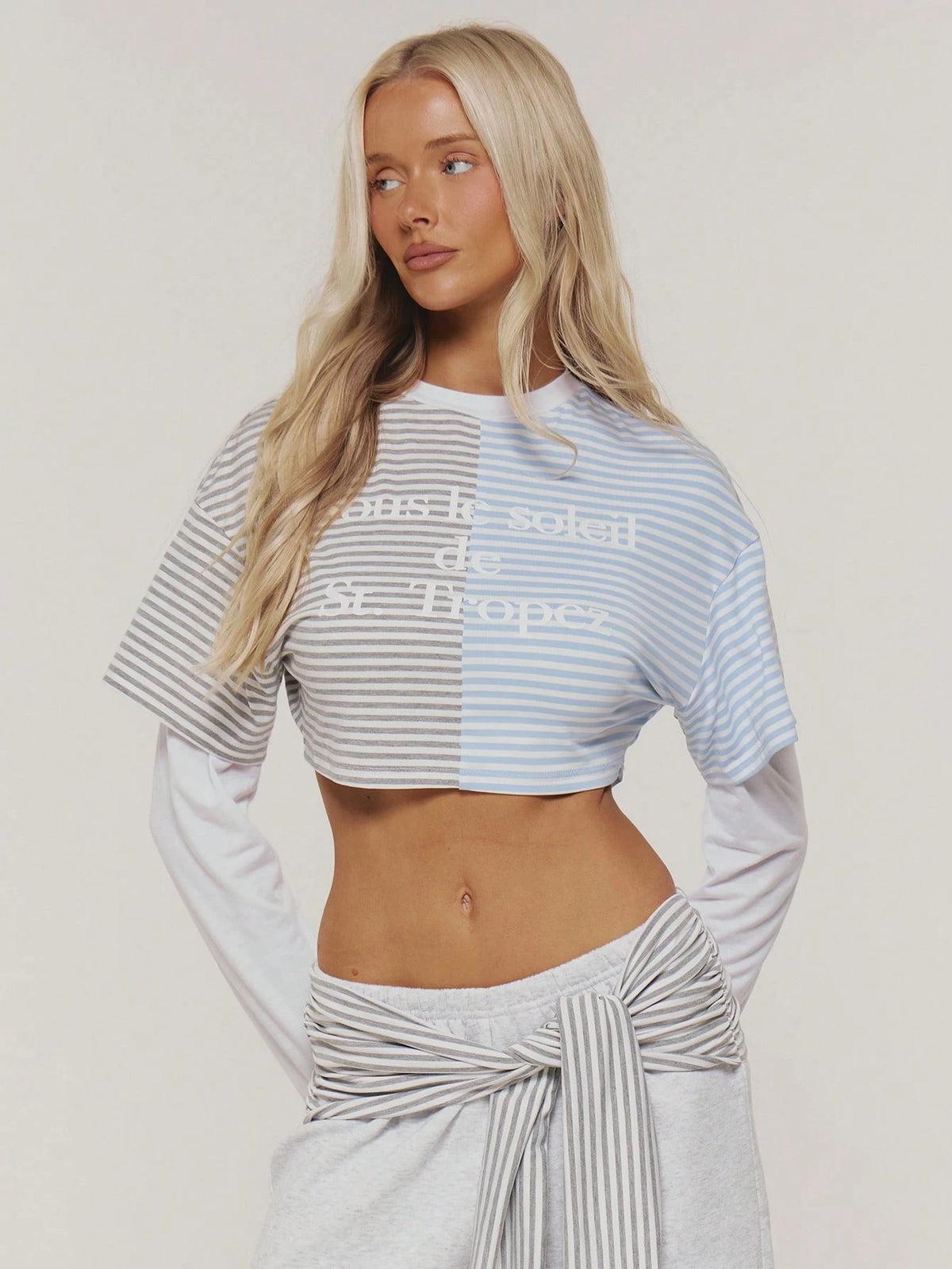 Contrast Stripe Long Sleeve Top