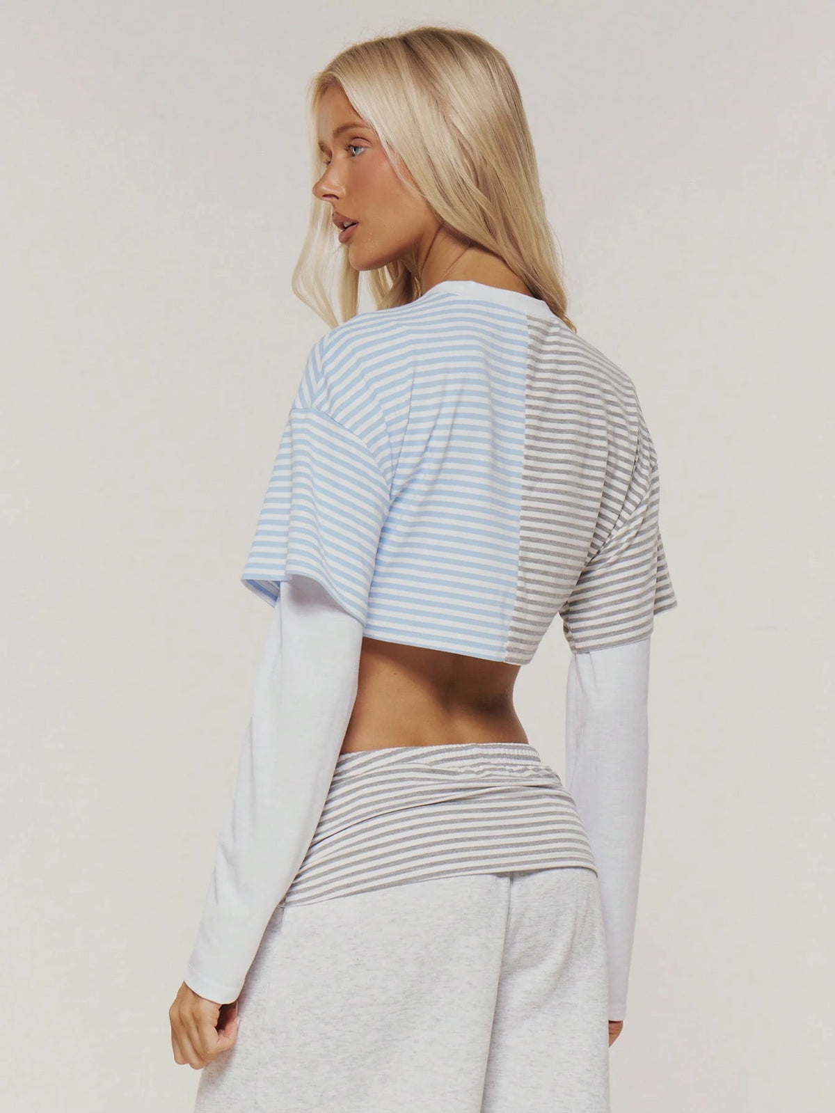 Contrast Stripe Long Sleeve Top
