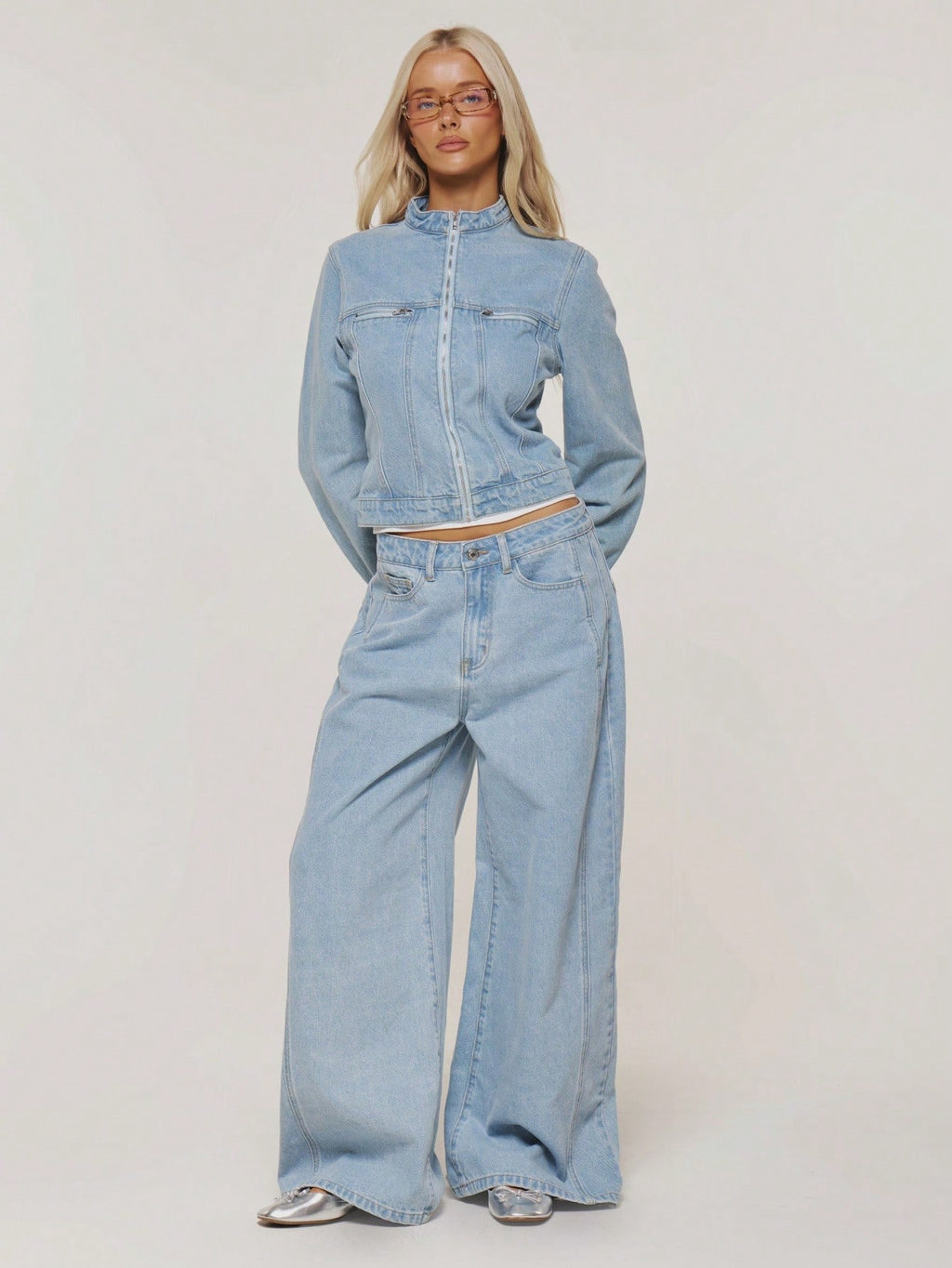 Baby Blue Baggy Wide Leg Jeans