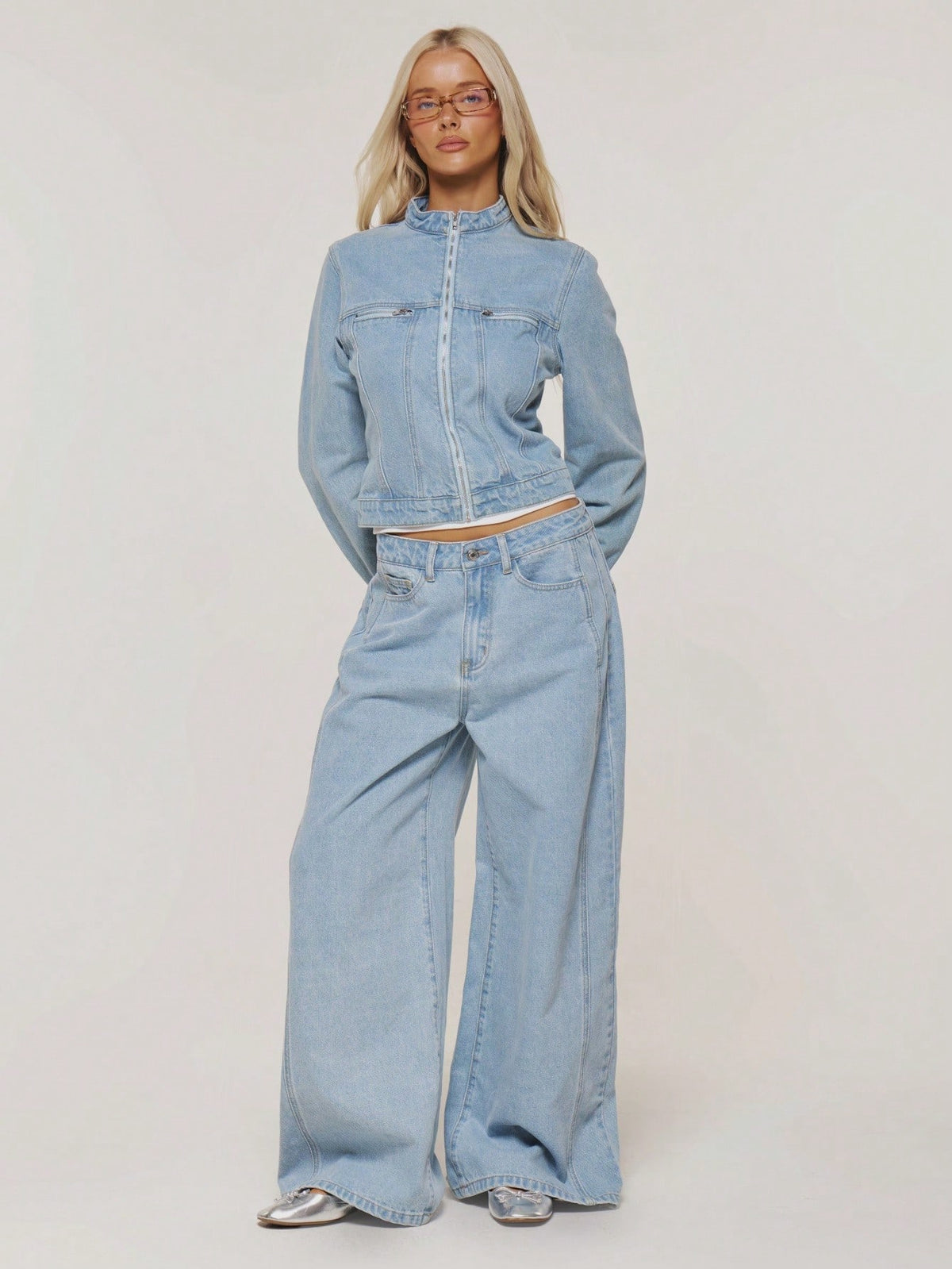 Baby Blue Baggy Wide Leg Jeans