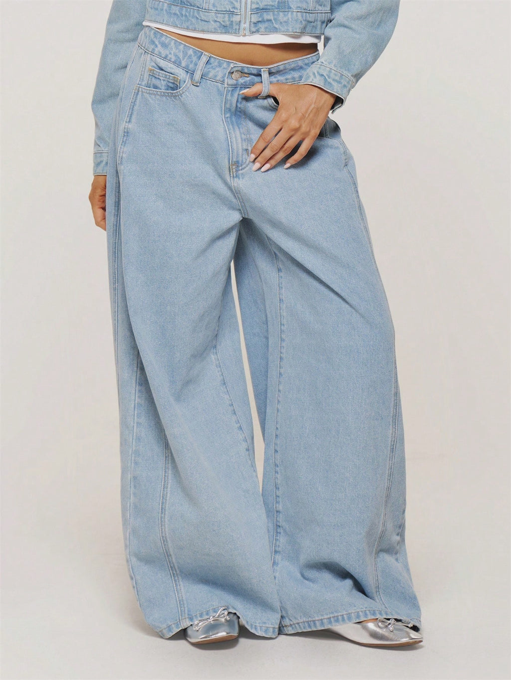 Baby Blue Baggy Wide Leg Jeans