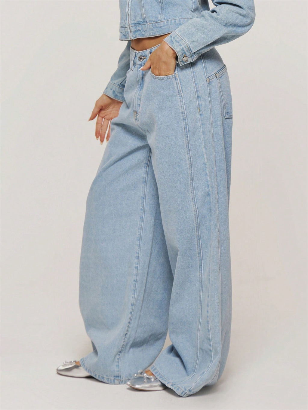 Baby Blue Baggy Wide Leg Jeans