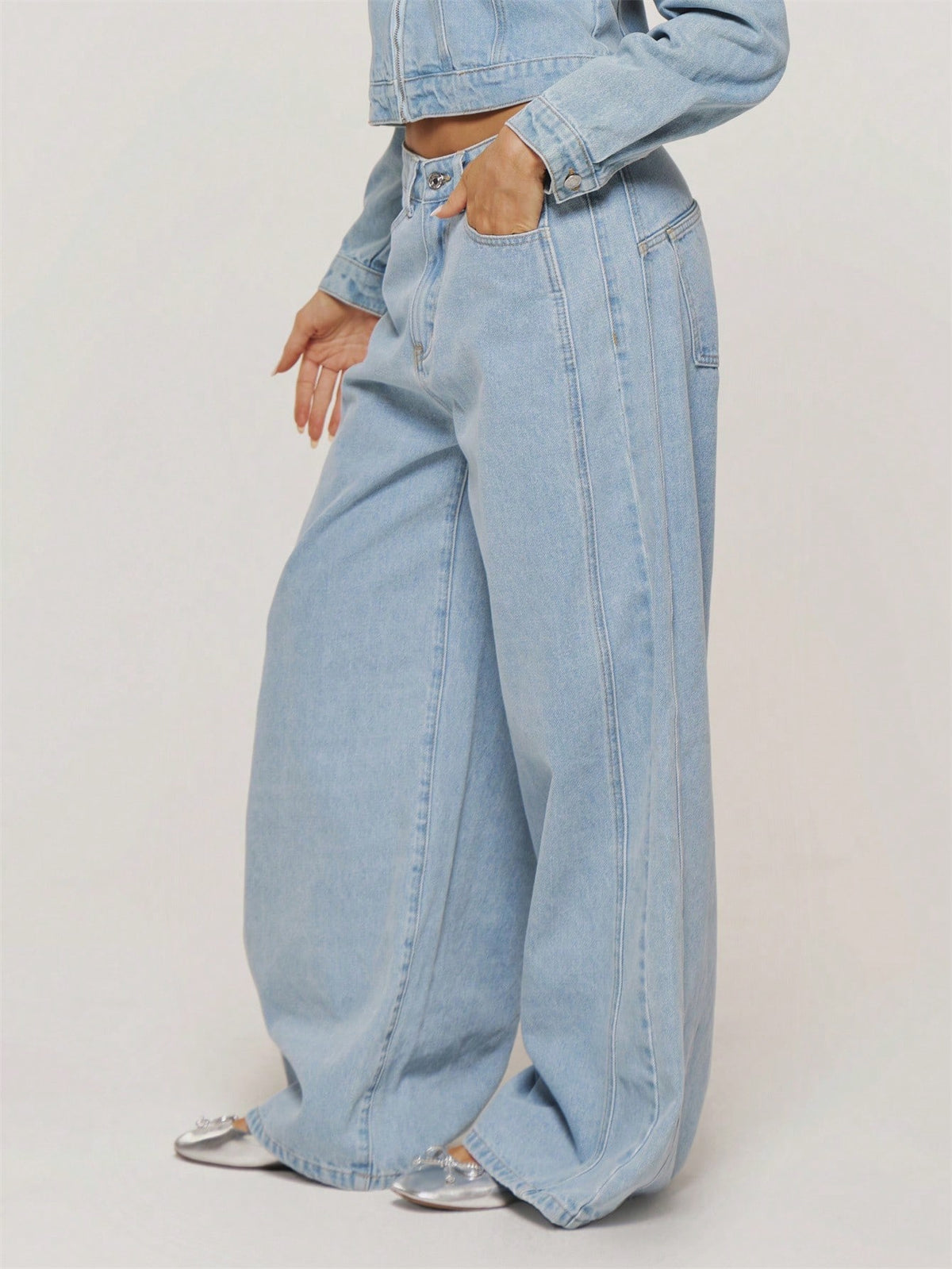 Baby Blue Baggy Wide Leg Jeans