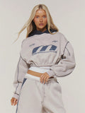 Grey Contrast Logo Hoodie