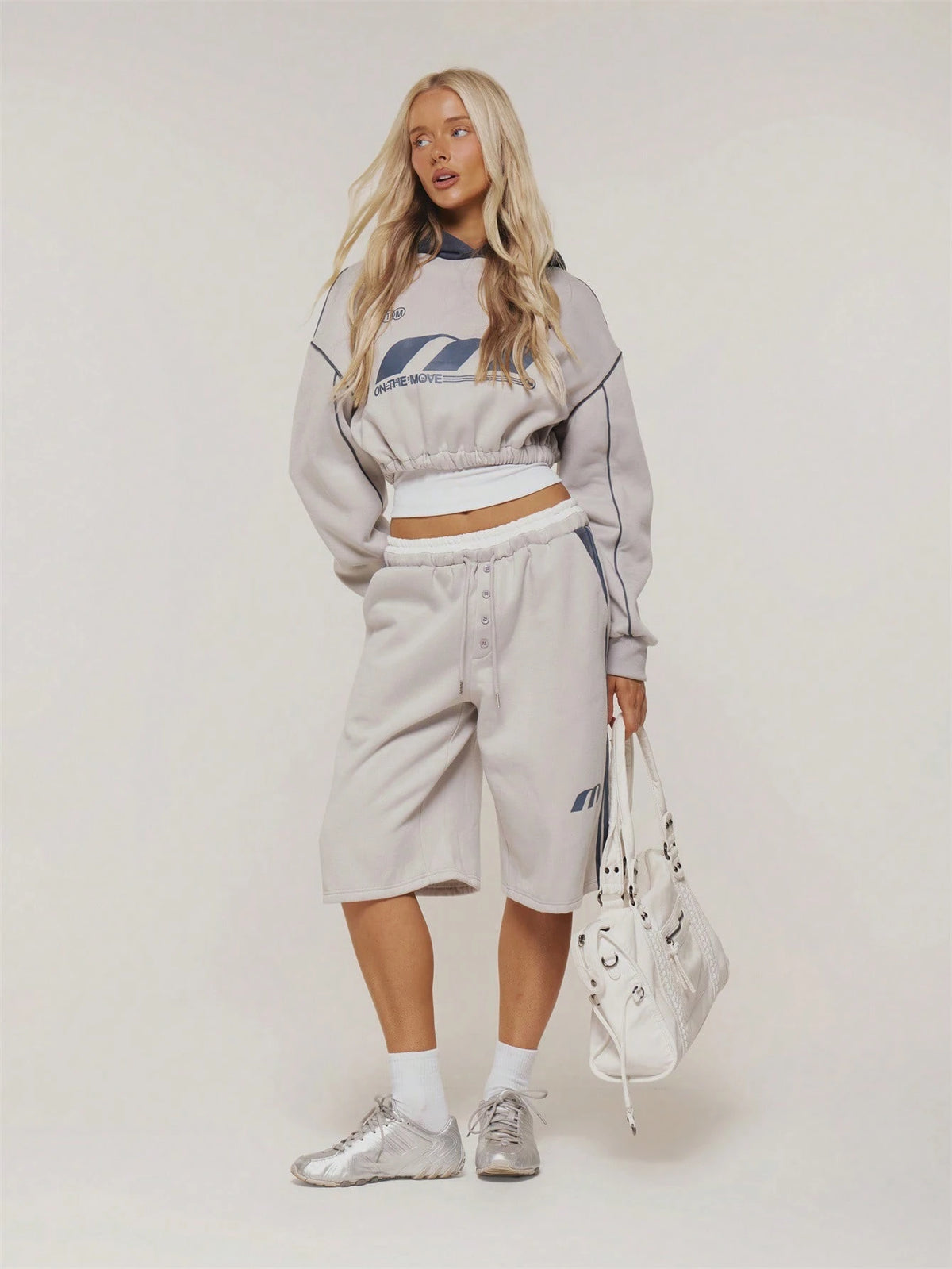 Grey Contrast Logo Hoodie