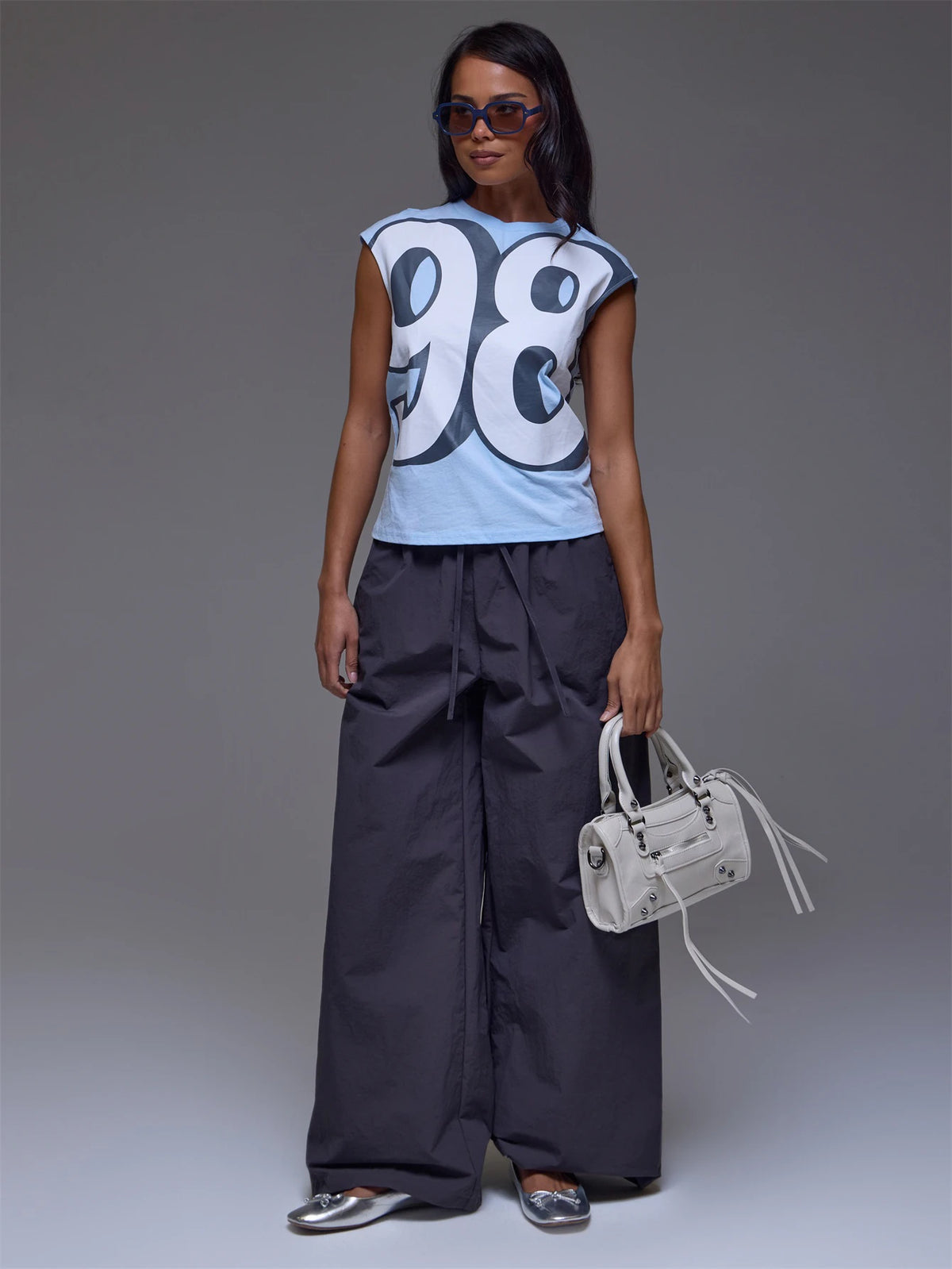 Blue '98' Graphic Short Sleeve Top