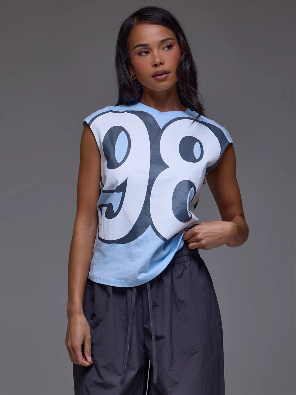 Blue '98' Graphic Short Sleeve Top