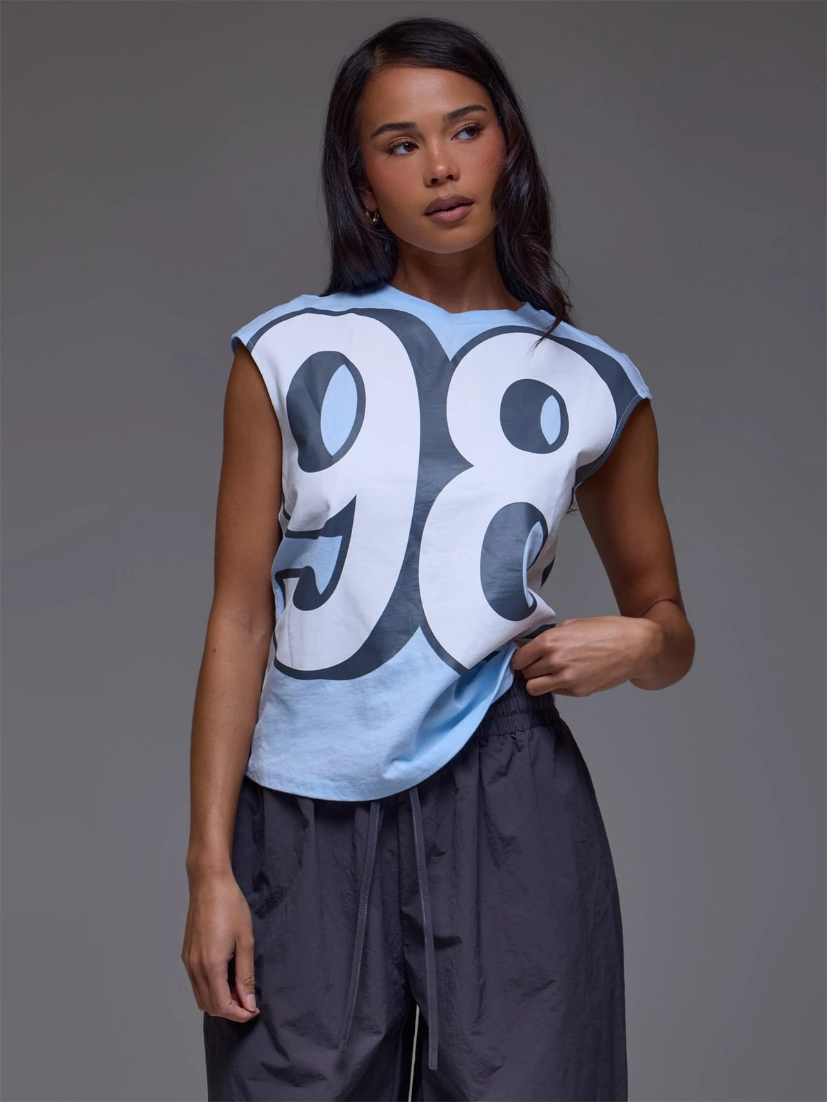 Blue '98' Graphic Short Sleeve Top