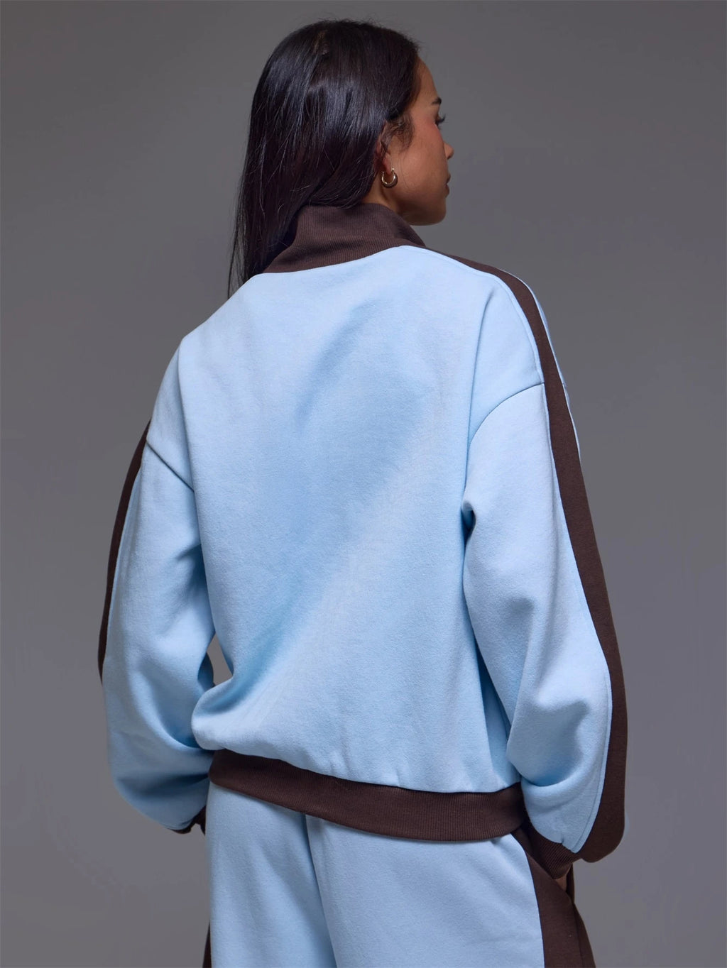 Blue Funnel Neck Zip Up Jacket
