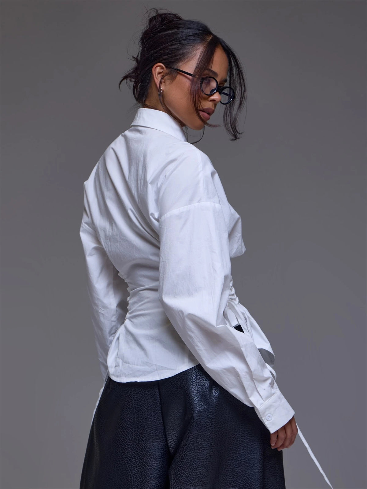 White Lace Up Cotton Shirt – Workwear