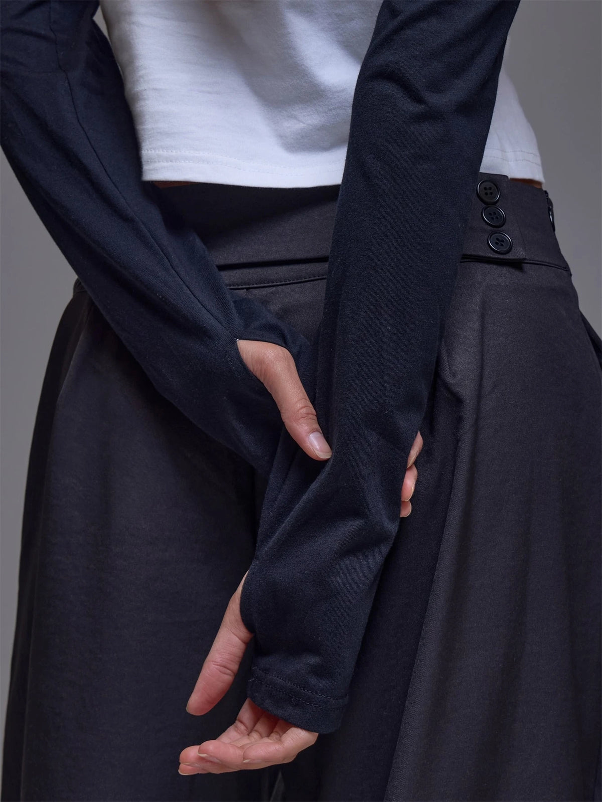 Black & White Contrast Overlay Long Sleeve Top