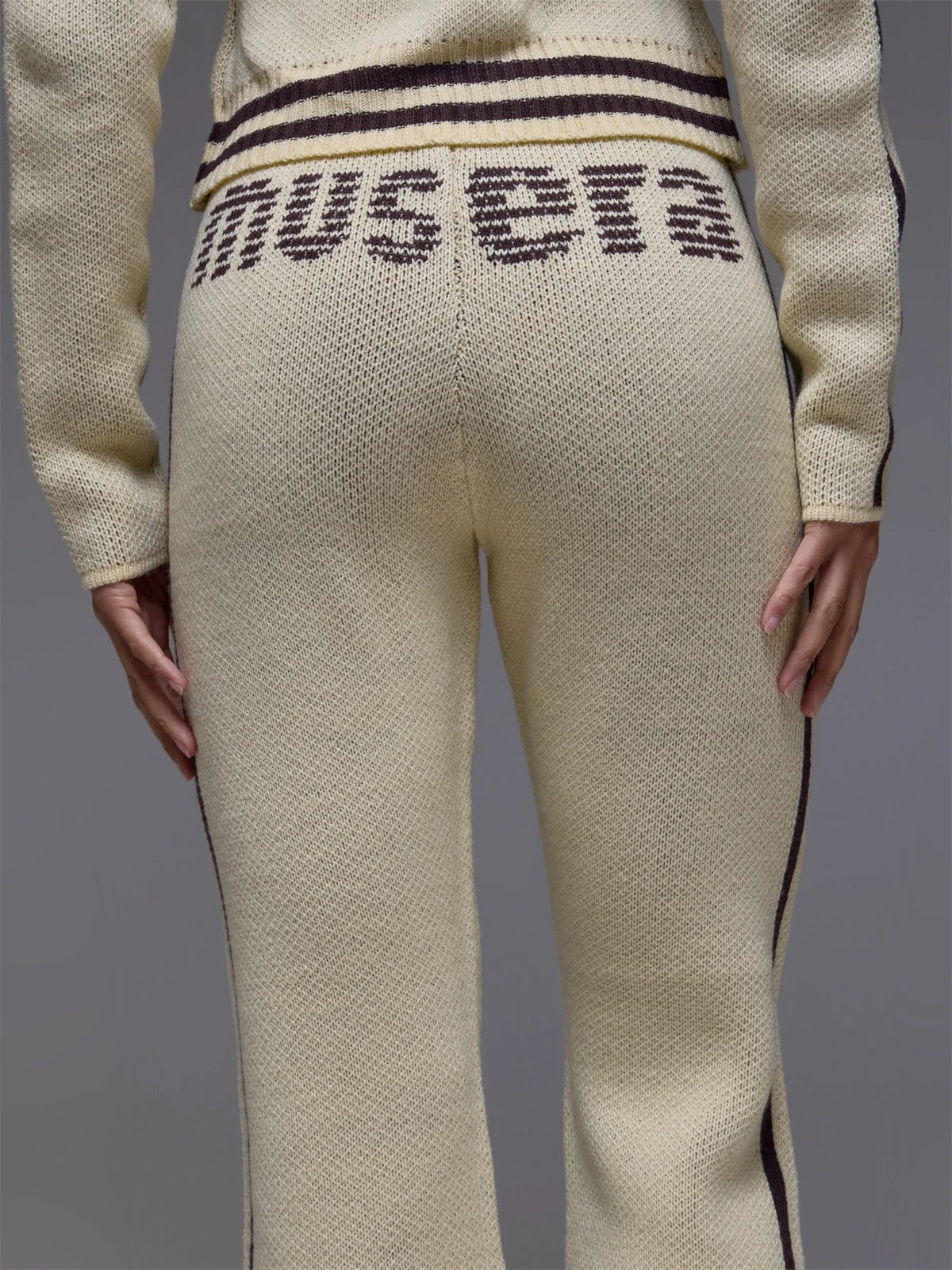 Yellow Knit Straight Leg Trousers
