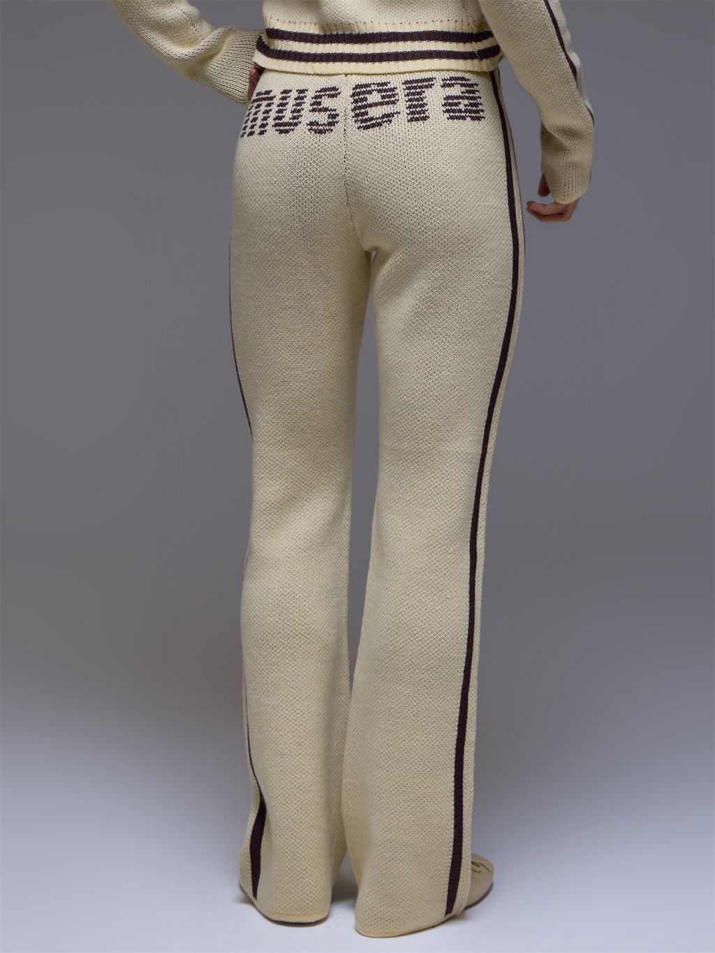 Yellow Knit Straight Leg Trousers