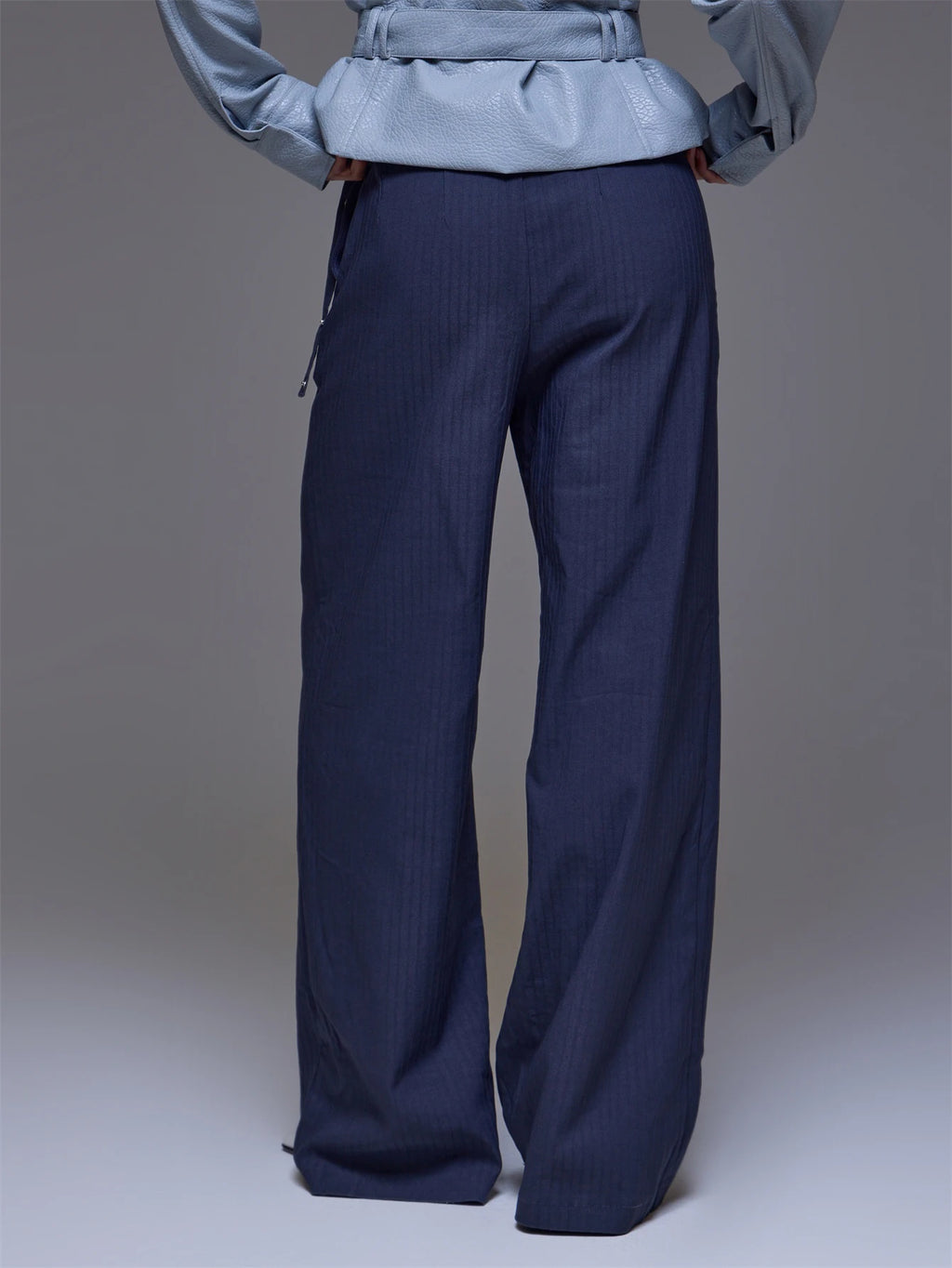 Grey Pinstripe Studded Belt Trousers – Workwear