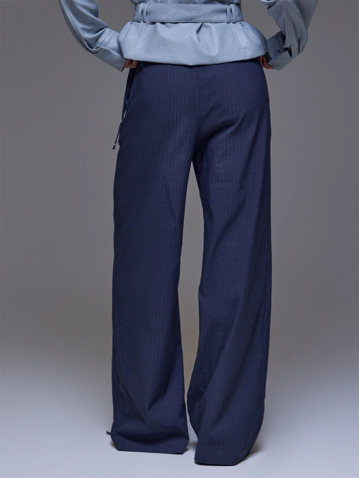 Grey Pinstripe Studded Belt Trousers – Workwear