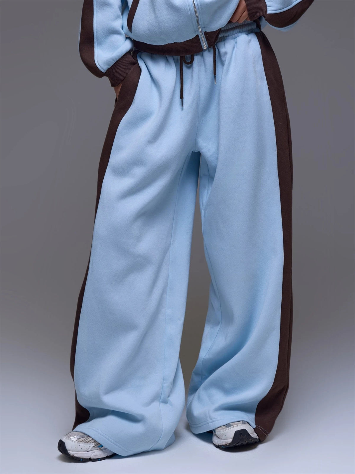 Blue Contrast Drawstring Jogger Trousers
