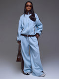 Blue Contrast Drawstring Jogger Trousers