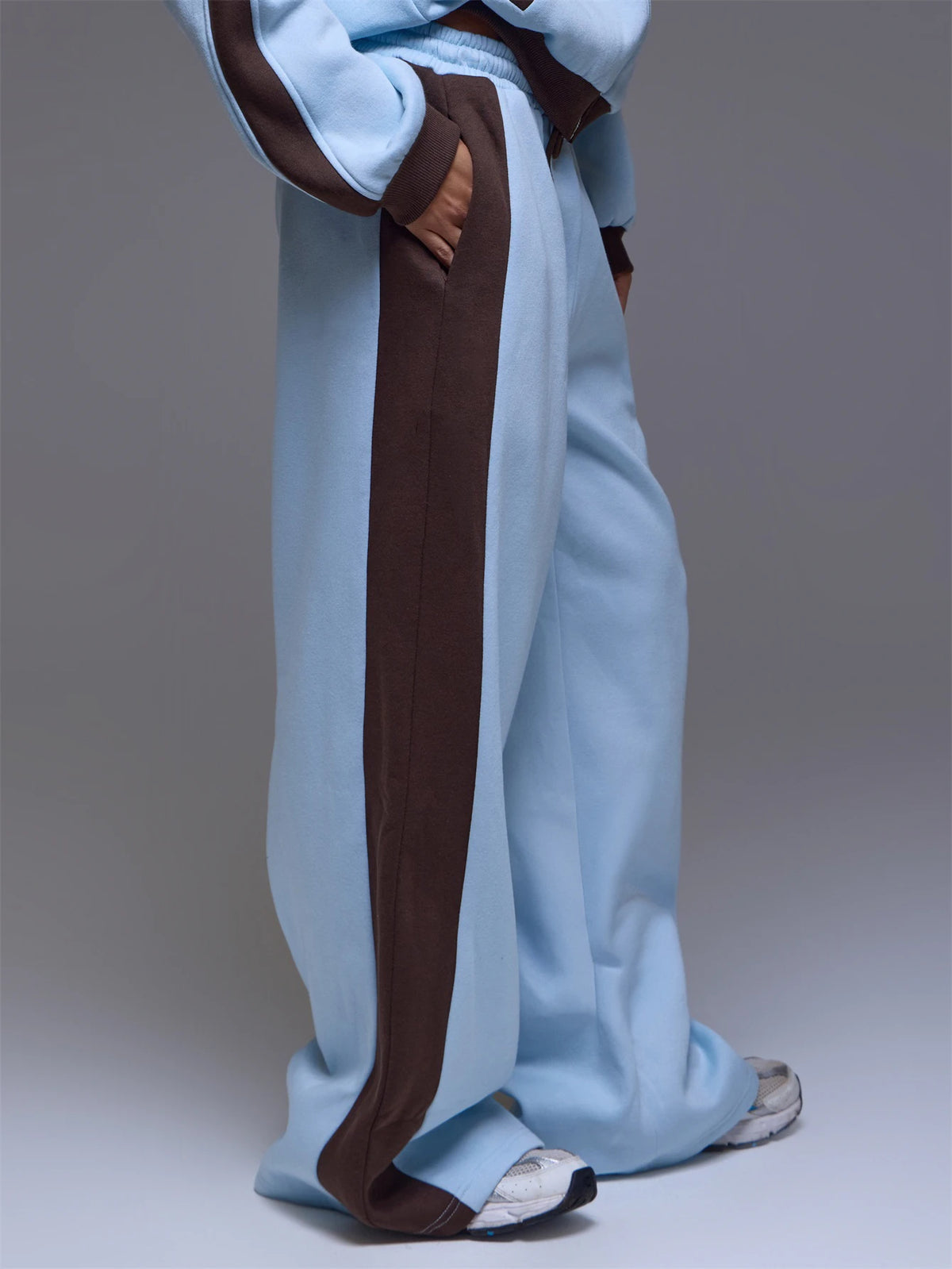 Blue Contrast Drawstring Jogger Trousers