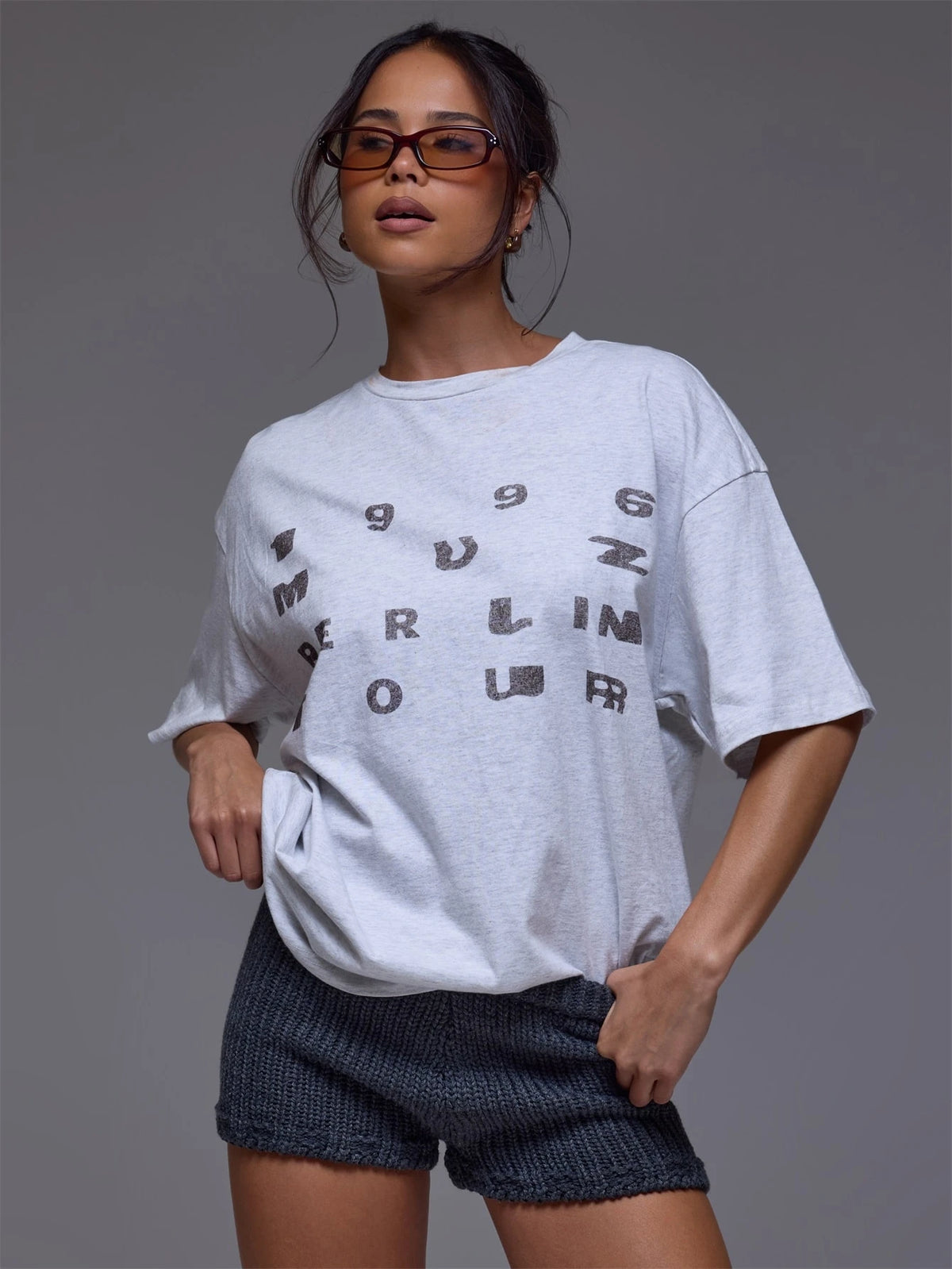 Charcoal Graphic Oversized Tee