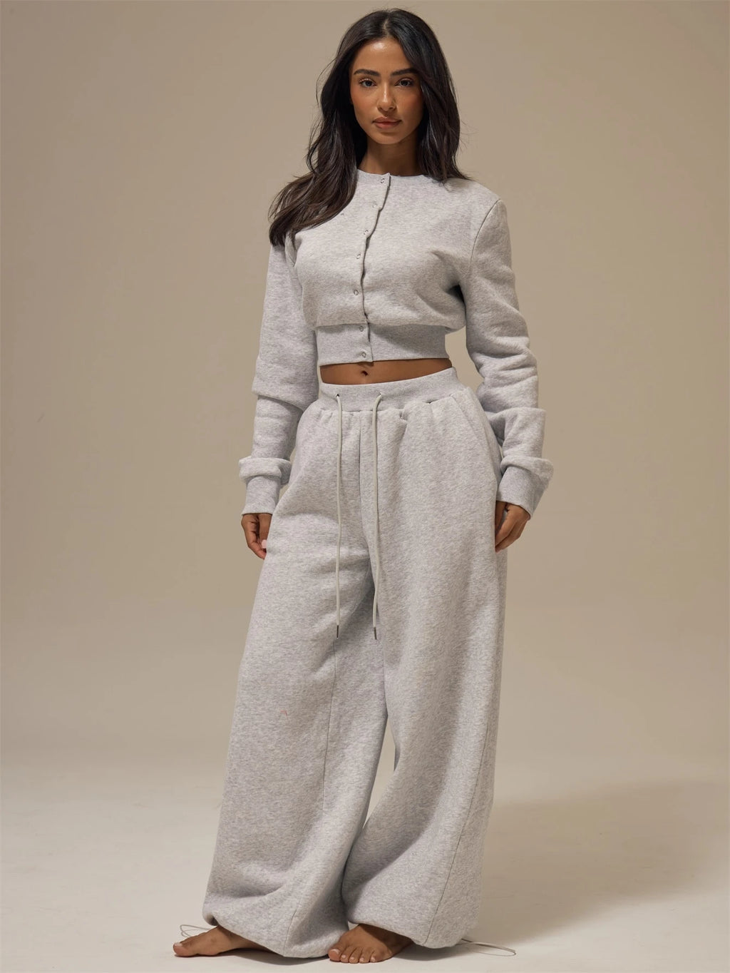 Grey Fleece Balloon Leg Tracksuit Bottoms