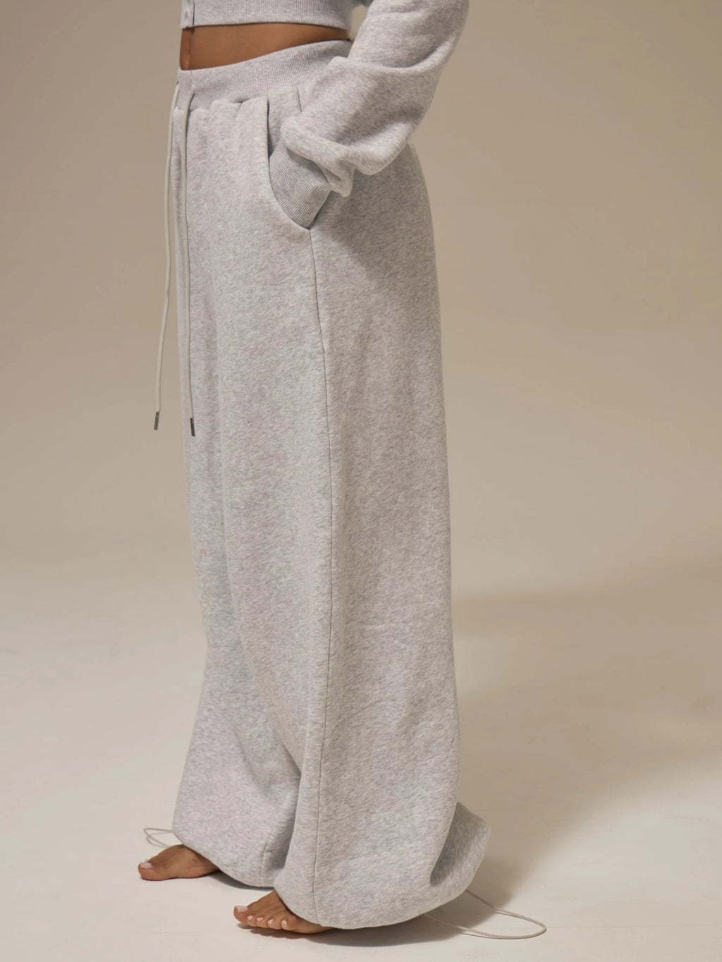 Grey Fleece Balloon Leg Tracksuit Bottoms