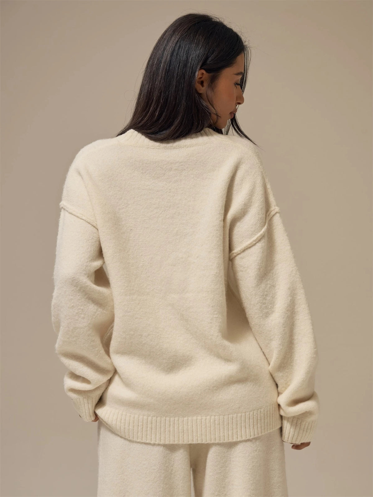 Off White Fluffy Knit Oversized Cardigan