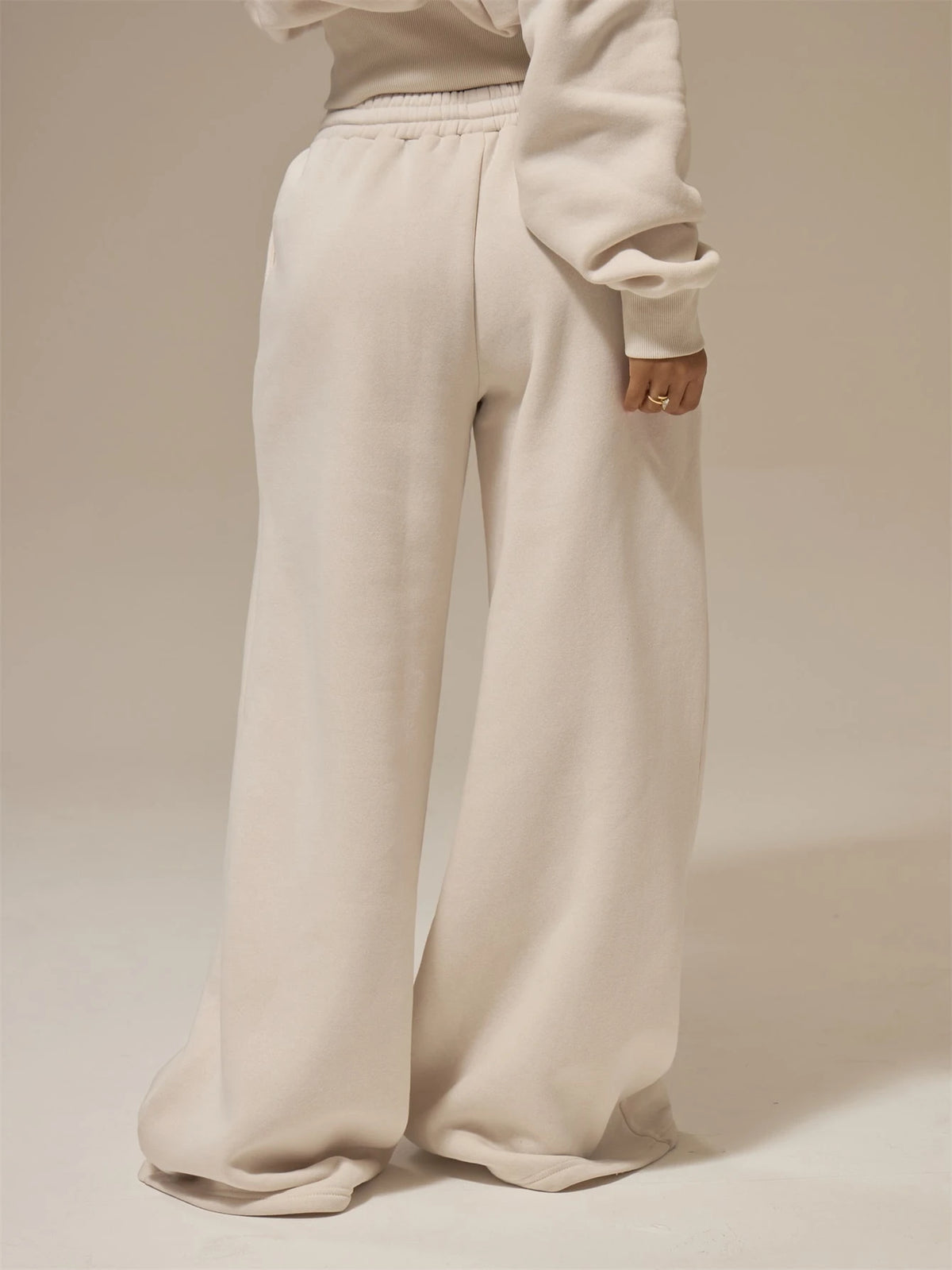Off White Pintuck Wide Leg Joggers