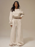 Off White Pintuck Wide Leg Joggers