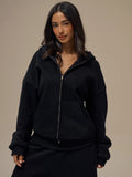 Black Heavyweight Fleece Zip Hoodie