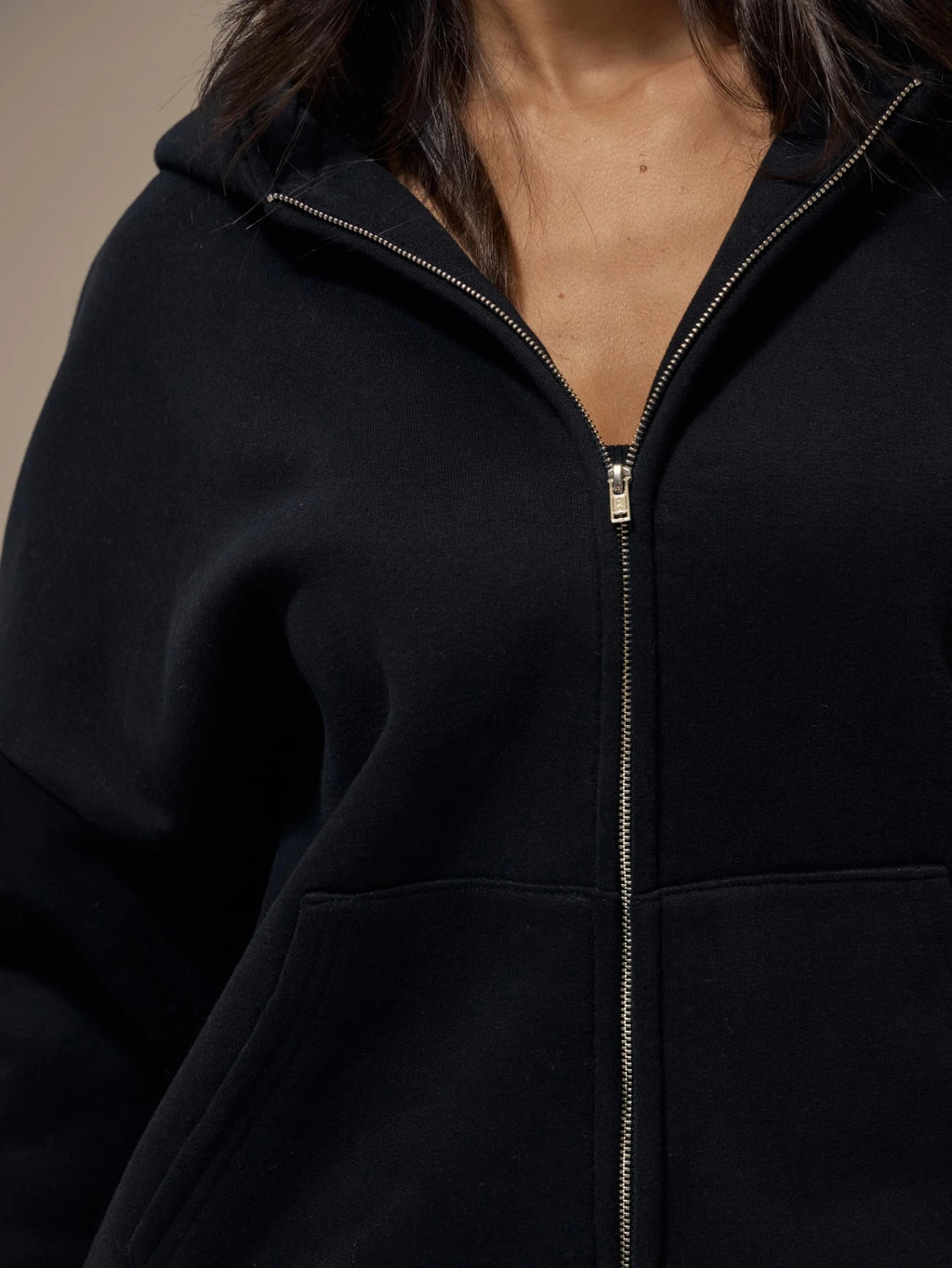 Black Heavyweight Fleece Zip Hoodie