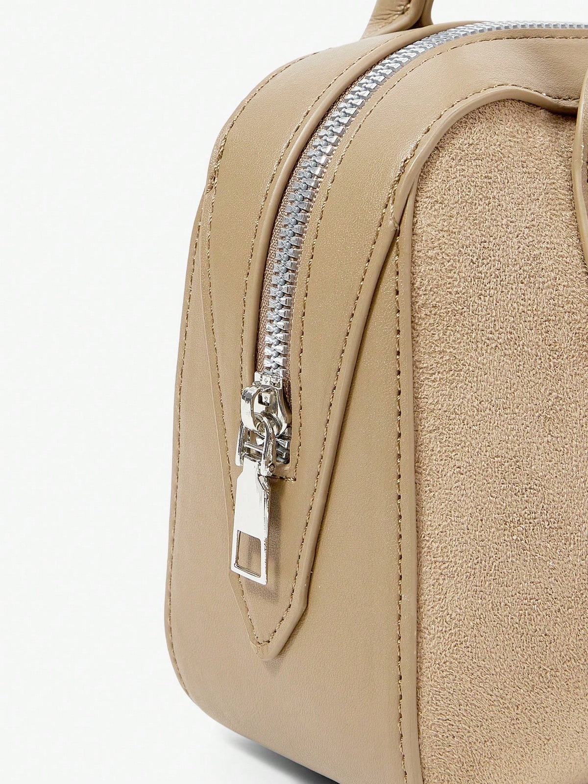 Khaki Suede Patchwork Boston Bag – Workwear