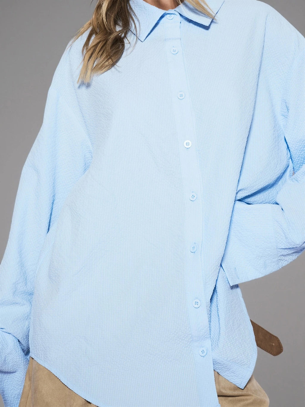 Blue Crinkled Oversized Shirt – Workwear