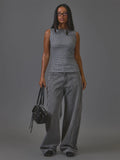 Grey Check Sleeveless Top – Workwear