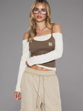 Double Layer Cold Shoulder Cami Top