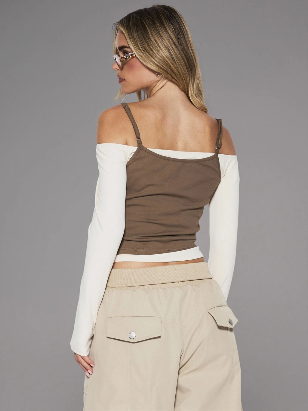 Double Layer Cold Shoulder Cami Top