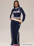 Navy Knit Side Stripe Trousers