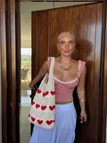 RED HEART CROCHET SHOULDER BAG