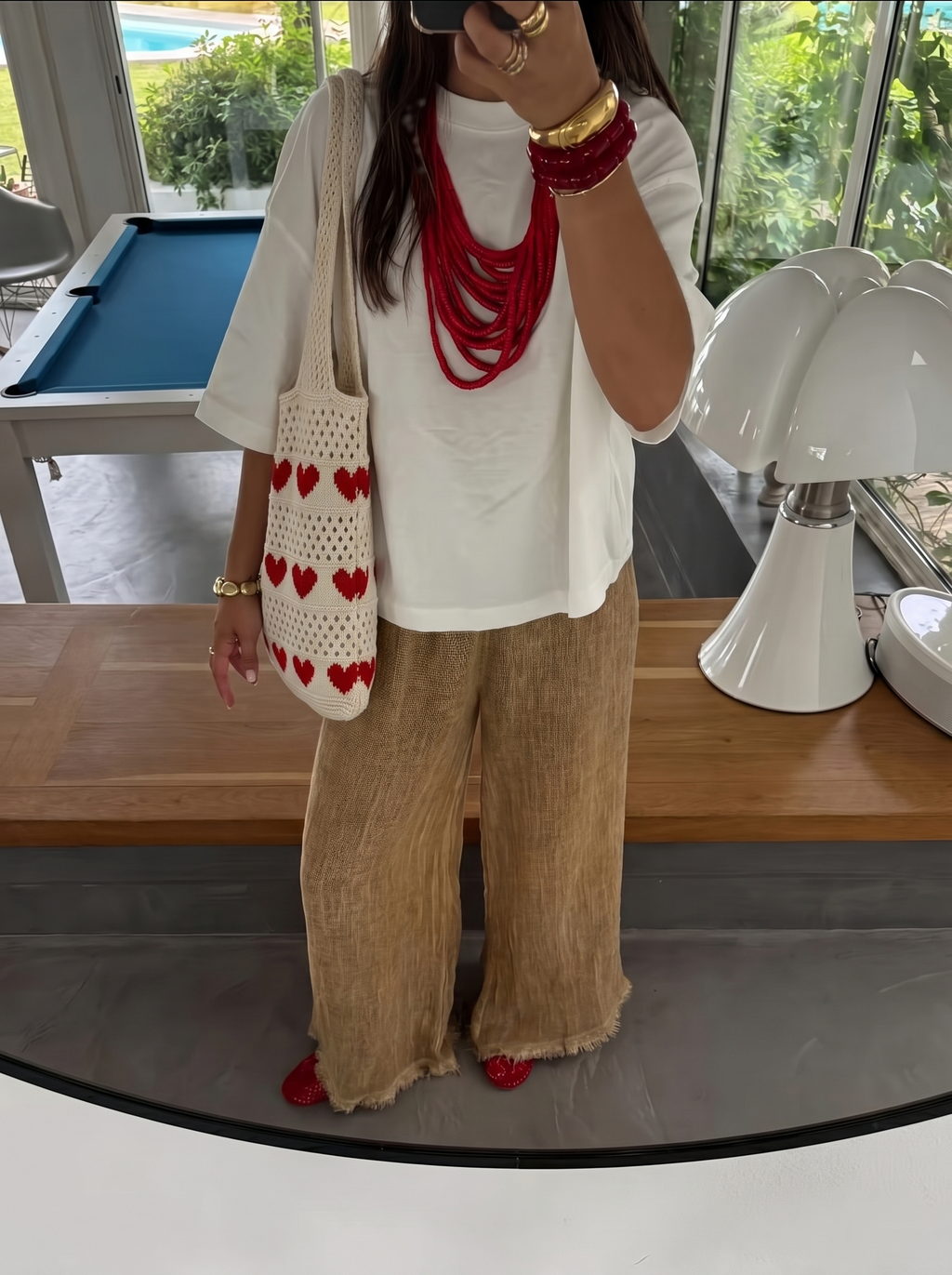 RED HEART CROCHET SHOULDER BAG